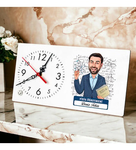 Erkek Fizik Öğretmenine Hediye Karikatürlü Masa Saati