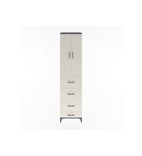 Hyperion Dolap 3 Raflı 4 Çekmeceli 2 Kapaklı 60x44x243 Antrasit-Aytaşı