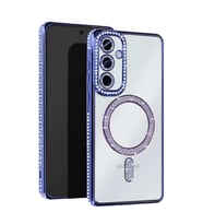 Samsung Galaxy S25 Kılıf Joke Simli Magneticsafe Kılıf - Mavi
