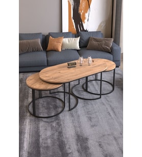ORTA SEHPA ZİGON SEHPA YAN SEHPA 3 LÜ SET DOLUNAY ATLANTİK CEVİZ