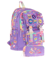 Kaukko Armalı Hobi Desenli Okul Çantası + Kalemlik Seti (L5238+L8238) Kız Çocuk - Mor