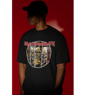 Tasarım Iron Maiden Rock Metal Müzik Grubu Baskılı Unisex Oversize Tişört