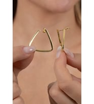925 ayar gümüş küpe altın yaldızlı geometrik üçgen tasarım küpe SGTL13153GOLD