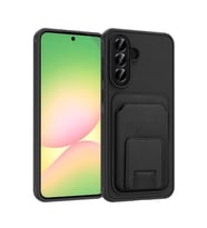 Coverzone Samsung Galaxy A56 ile Uyumlu K?l?f Z-Bikart Kart B�lmeli Standl? Kilif, Deri Dokulu Y�zey, Darbe Emici Kenar Koruma, Arka Kapak Tasar?m? Galaxy A56 kilif Siyah