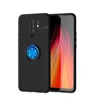 Xiaomi Redmi 9 Kılıf Yüzüklü Magnetli Ravel Case (Siyah-Mavi)