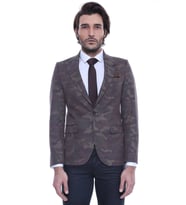 Tek Düğmeli Kamuflaj Desenli Yeşil Ceket - Wessi (Kahverengi)
