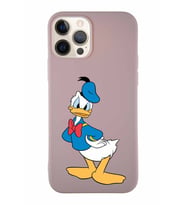 Apple iPhone 12 Pro Soft Premier Kapak Donald Duck-D Tasarımlı Silikon Kılıf - Pudra (Şeffaf)
