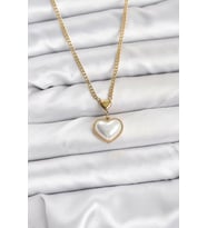 316L Çelik Zincir Gold Renk Bombeli Kalp Model Kadın Kolye - TJ-BKO10685