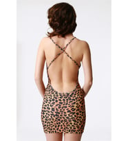 Leopar Baskılı Fantezi Elbise
