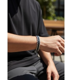 Çelik Silver Siyah Şeritli Erkek Rolex Bileklik - 26blke09