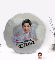 BK Gift Kişiye Özel İsimli Erkek Elektrik Mühendisi Karikatürlü Yuvarlak Dekoratif Kırlent Yastık-1