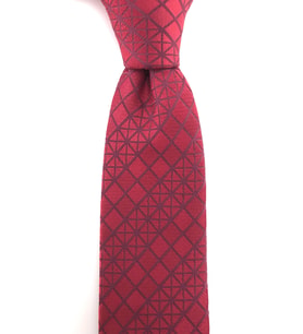 PİERRONİ Kırmızı Bordo Desenli Slim Kravat