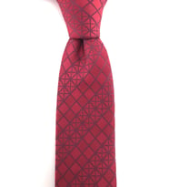 PİERRONİ Kırmızı Bordo Desenli Slim Kravat
