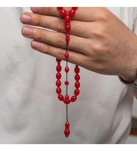 Sıkma Kehribar 925 Ayar Gümüş Tesbih (Bej)