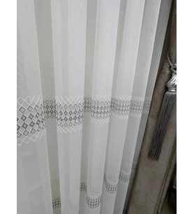 NİVEMESHOME 2075 MELODİ V-GRİ 1/3 PİLELİ BAMBU TÜL PERDE