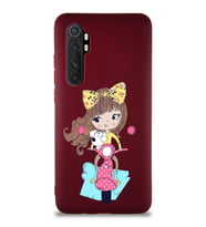 Xiaomi Mi Note 10 Lite Soft Premier Kapak Vespagirl Tasarımlı Silikon Kılıf - Mürdüm (Şeffaf)