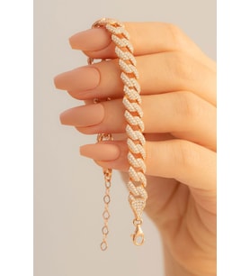 Zirkon Taşlı Rose Gurmet Model Gümüş Bileklik