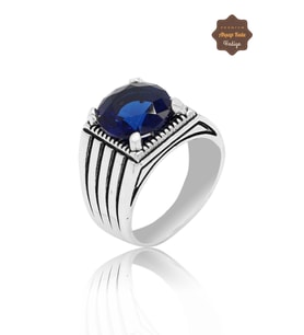 Safir Taşlı Yuvarlak Model 925 Ayar Gümüş Çocuk Yüzük 201023745
