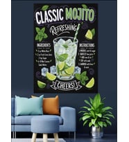 Klasik Mojito Tarifi Posteri Dekoratif Kanvas - Mdf Ahşap Tablo