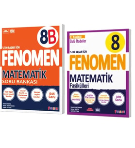 FENOMEN YAYINLARI 8. SINIF Matematik B Soru Bankası ve Matematik 2. Fasikül (Üslü İfadeler)(2 KİTAP)