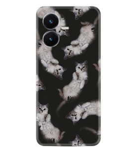 Vivo Y22S Kılıf Silikon Desen Özel Seri Sevimli Kedicikler 1785