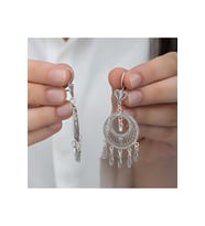 Gümüş Çember Telkari Sallantılı Kadın Küpe CSR2185329