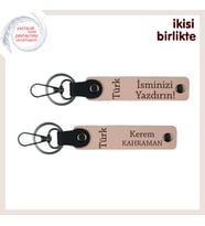 Şirket Çalışanlarına Hediye, Türk Yazısı Desenli Kişisel Anahtarlık Set, Yavru Ağzı-Y Ağzı