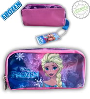 Frozen Elsa Lisanslı Kalemlik - Çift Taraflı Fermuarlı Mor Pembe Kalem Çantası (Pembe - Beyaz - Krem)
