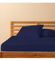%100 Pamuklu Çift Kişilik Lastikli Çarşaf 160x200+30  50x70 Yastık Kılıfı ( 2 Adet ) (Lacivert)