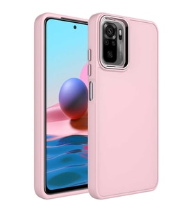 Xiaomi Redmi Note 10S Uyumlu Kılıf Metal Çerçeve ve Buton Tasarımlı Silikon Zore Luna Kapak