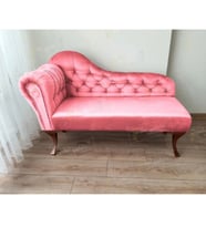 Dekoratif Bihter Koltuk Josefin Puf 120 cm Ceviz Ayak (Pembe)