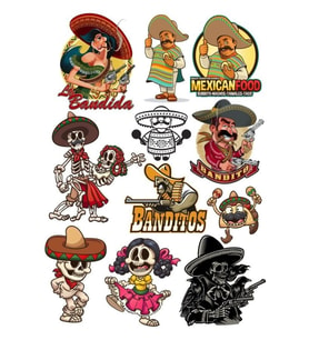 Meksika Temalı Sticker Set 11 Parça Telefon, Tablet, Defter, Laptop Sticker