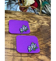 9X9 CM 2 Lİ NAKIŞ İŞLEMELİ BARDAK ALTLIĞI SERVİS ALTLIĞI (Mor)