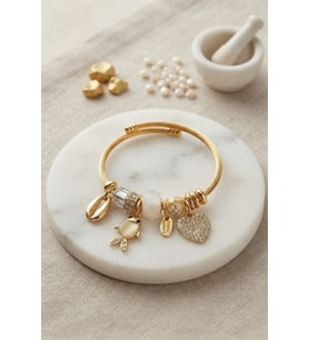 Beyaz Balık Model Gold Renk Charmlı Bileklik