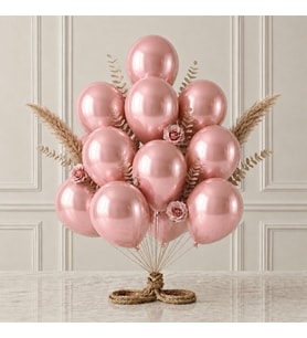 Gül Kurusu Renk Lateks Metalik Balon (30 cm) - 12 Adet