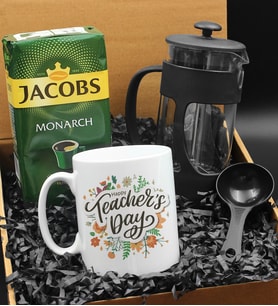 Öğretmenler Gününe Özel Dünyanın En İyi Öğretmeni Kupası & French Press & 250 Gram Jacobs Monarch Filtre Kahve Hediye Seti