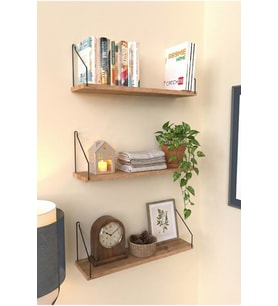 Duvar Rafı Kitaplık Mutfak Banyo Yaşam Alanı 3 'lü Set 15 X 55 Cm .