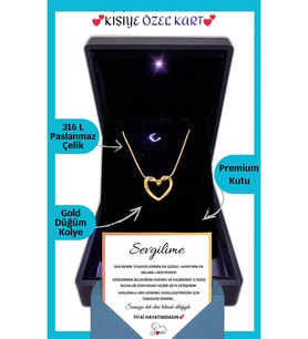 14 Şubat Sevgililer Günü Hediyesi "Sevgiliye" Anlamlı Not Işıklı Premium Kutuda  Gold Düğüm Kolye