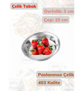 Çelik Tabak 15 cm No:1 Paslanmaz Tabak 430 Kalite Çelik