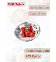 Çelik Tabak 15 cm No:1 Paslanmaz Tabak 430 Kalite Çelik