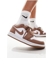 Air Jordan 1 Low Womens Sneaker Hakiki Deri Kadın Günlük Spor Ayakkabı Kahverengi Beyaz