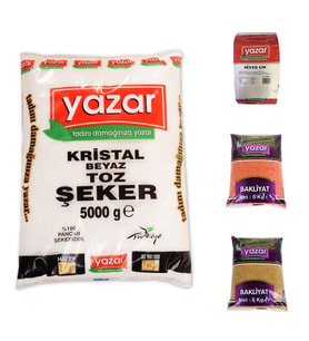 YAZAR KURU GIDA SETİ 5KG SİYEZ UNU 5KG KIRMIZI MERCİMEK 5KG TOZ ŞEKER 5KG PİLAVLIK BULGUR