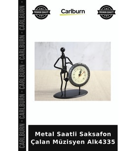 Özel Üretim Dekoratif Hediye Metal Saatli Saksafon Çalan Müzisyen Alk4335