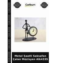 Özel Üretim Dekoratif Hediye Metal Saatli Saksafon Çalan Müzisyen Alk4335