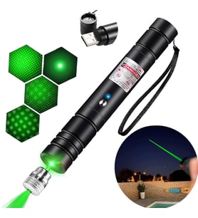 Profesyonel Yeşil Lazer Pointer - 10 KM Menzilli, USB Şarjlı, 5 Modlu Astronomi ve Kamp Lazeri