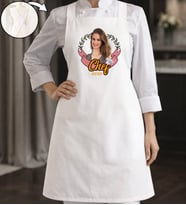 BK Gift Kişiye Özel Fotoğraflı Çapraz Askılı Beyaz Mutfak Önlüğü - 1, Aşçı Önlüğü, Şef Önlüğü, Anneye Hediye