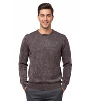 Erkek Spor Sıfır Yaka Taşlama Yıkamalı Regular Fit Kazak BGL-ST04952 (Kahverengi)