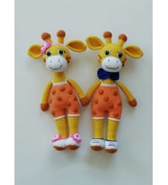 Zürafa Ailesi Amigurumi Organik Oyuncak