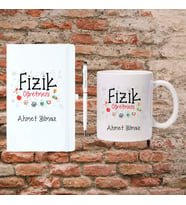 Öğretmenler Günü Hediyesi - Fizik Öğretmenine Hediye - Kişiye Özel Defter, Kupa ve Kalem Seti