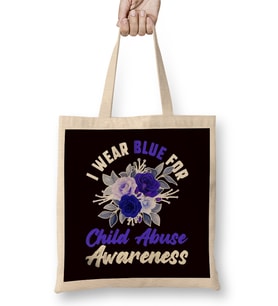 Child Abuse Awareness Blue Ribbon Prevention Month Support Bez Çanta Uzun Saplı